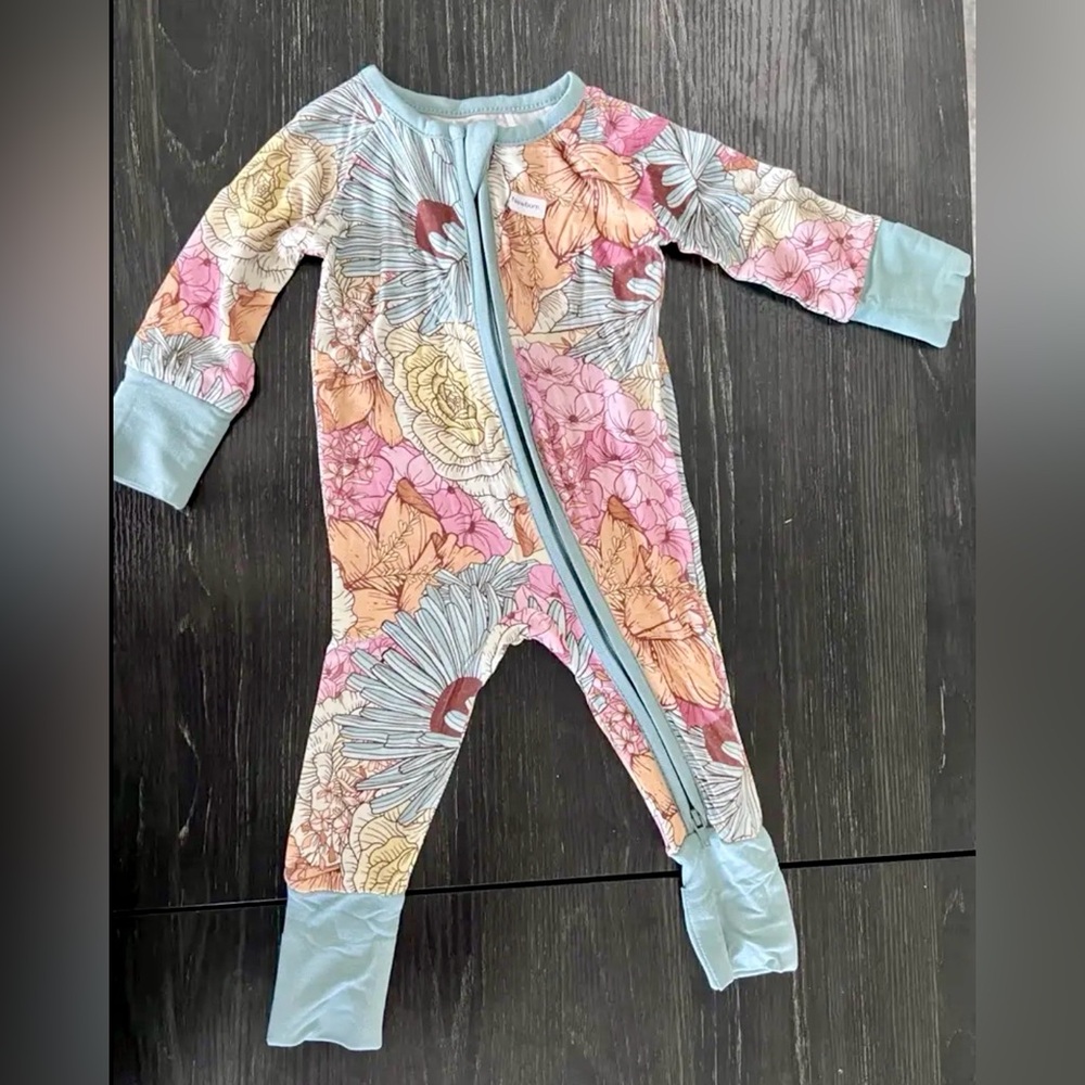 Flower print Bamboo baby onesie